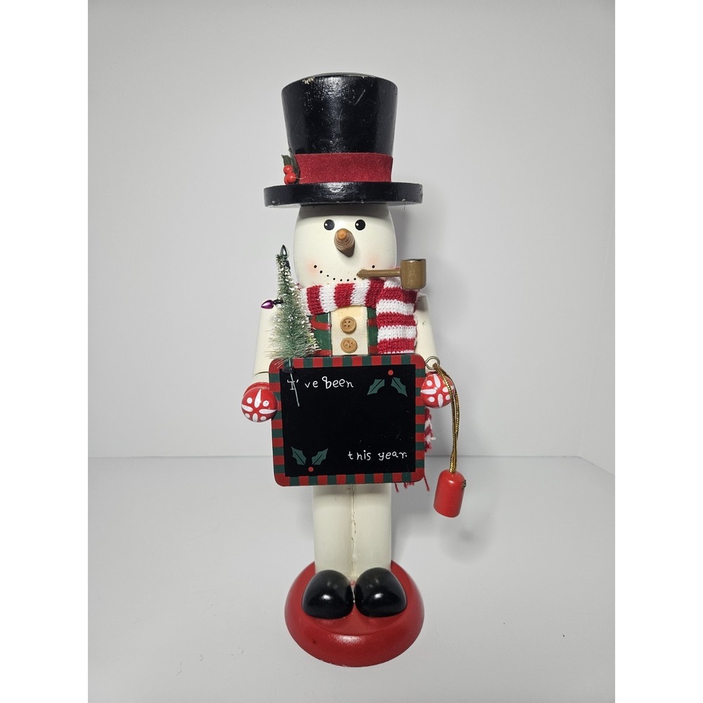Vintage 13" Wooden Snowman Christmas Nutcracker Chalkboard Sign Holiday Decor